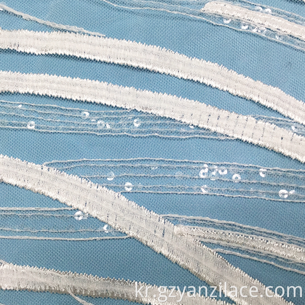 White Stripe Tulle Lace